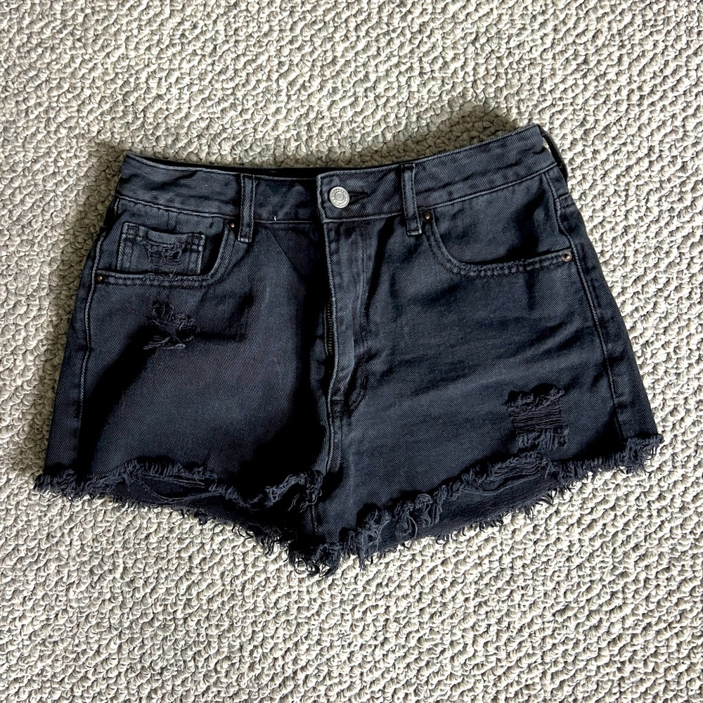 PacSun Black Ripped High Waisted Denim Festival Shorts. Size 26. Like new
